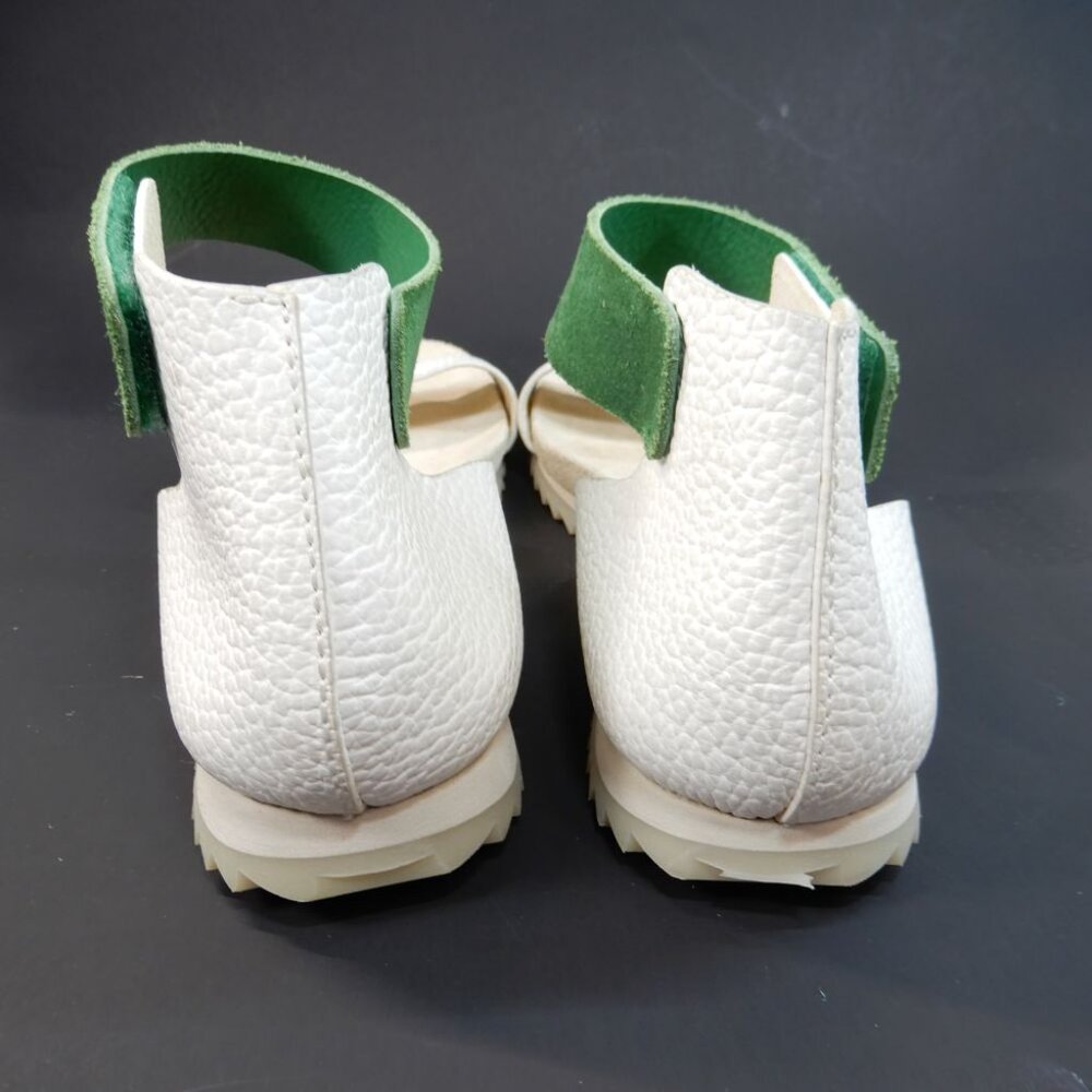 PEDRO GARCIA Jenile Ankle Strap Flat Sandals Size 41 11 White Green Leather NEW - Picture 7 of 12